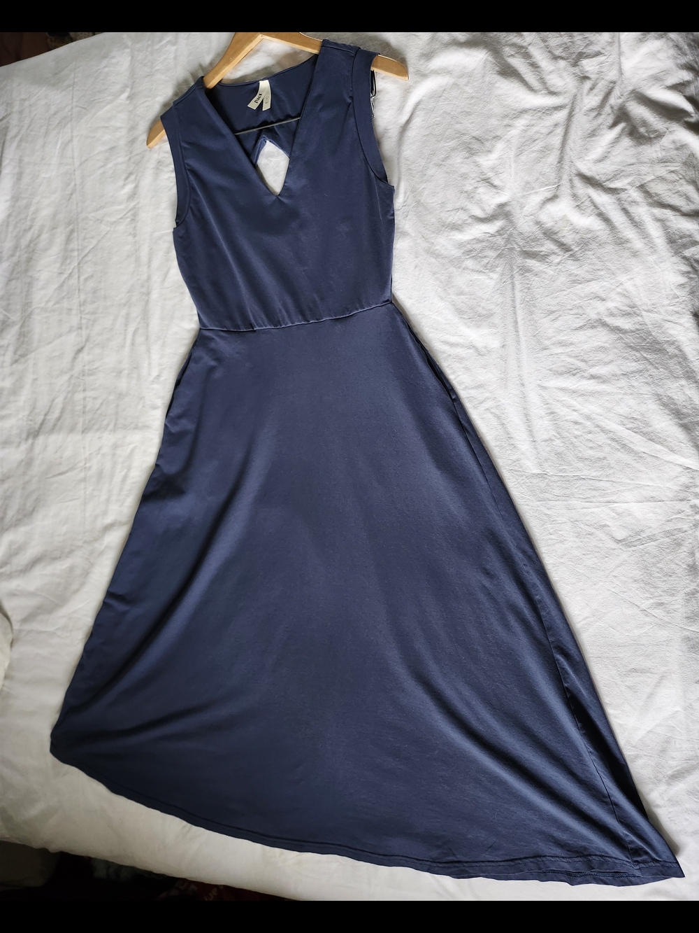 Pact Organic Cotton Navy Maxi Dress with Keyhole